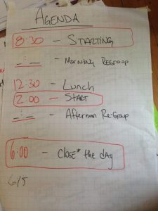 photo of sprint agenda