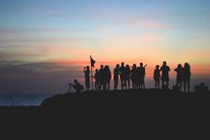 People standing at a summit